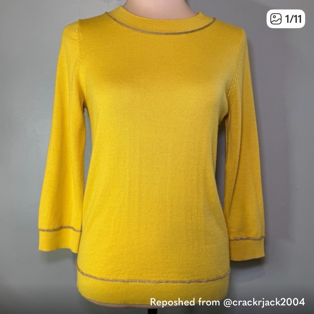 Boden Mustard Yellow Knit Top